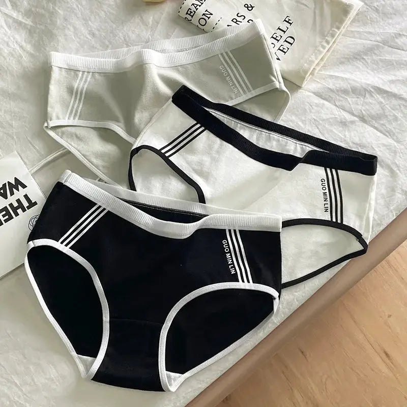 CottonCare Womens Panties Three Piece Set Breathable Mid Rise Briefs Plus Size Sports Style Underwear