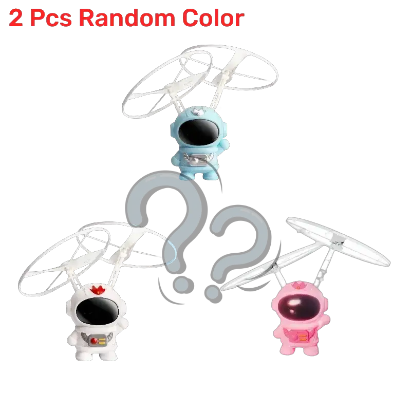 Levitating astronaut drone toy by Simples Market, 2 pcs in random colors, blue/white/pink with circular prop guards