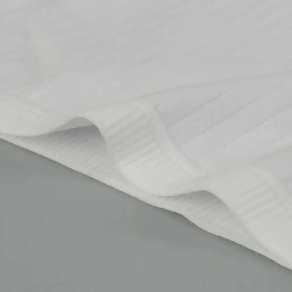 White cotton panties with ribbed waistband, close-up fabric edge highlighting texture
