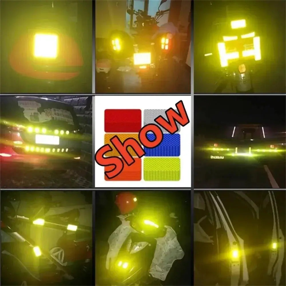 10 Pcs 3X8Cm Car Bumper Reflective Stickers For Safety Warning Strips For Low Light Visibility