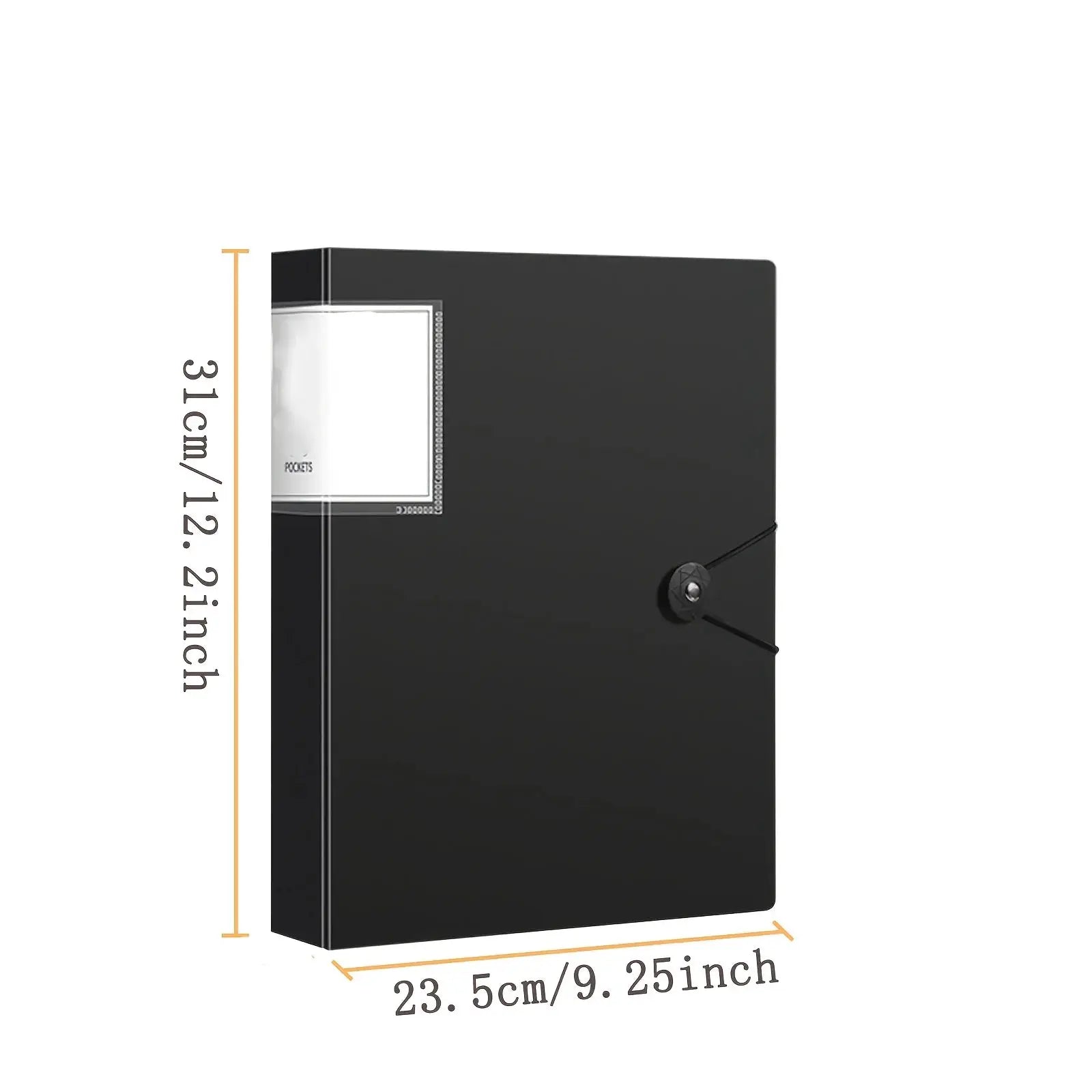 Simples Market black binder portfolio with strap closure and inner pocket for 30/40/60/100 page display
