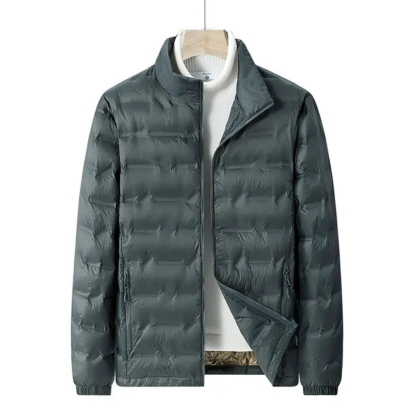Simples Market men’s dark teal hooded down jacket, waterproof windproof puffer with detachable hood