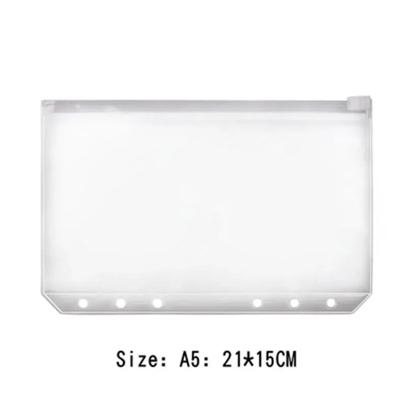 Clear PVC zipper binder pocket for A5 size, 6-hole binder compatible Simples Market