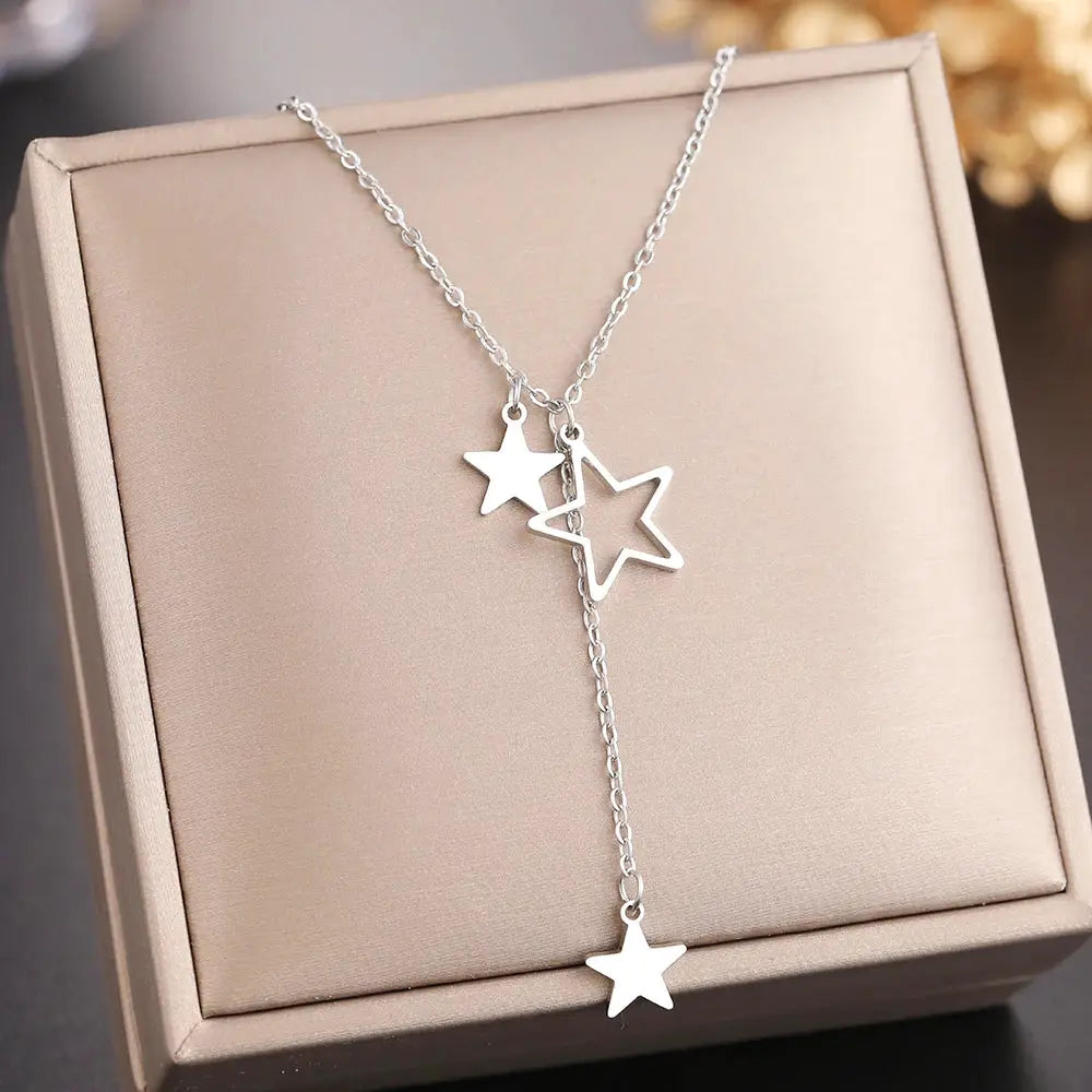 StellarLane Stainless Steel Star Tassel Necklace Everyday Wear Durable Jewelry For Women