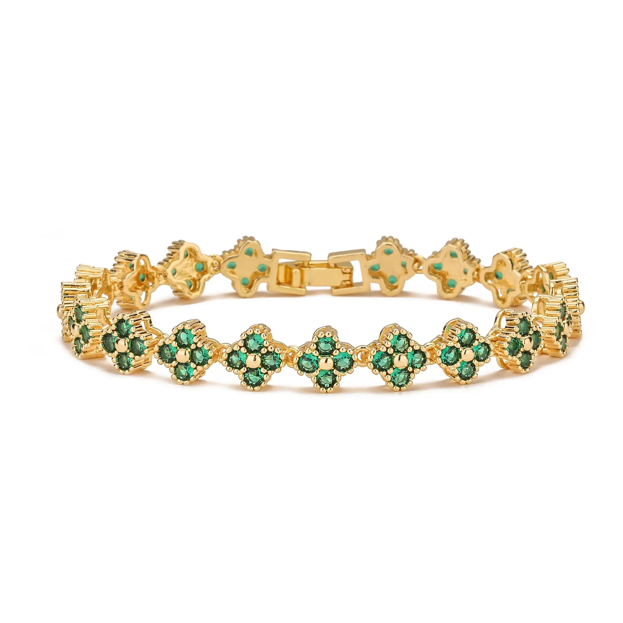 HECHENG AAAAA Brass 18K Gold Plated Flower Necklace And Bracelet Jewelry Set For Women Christmas Gift