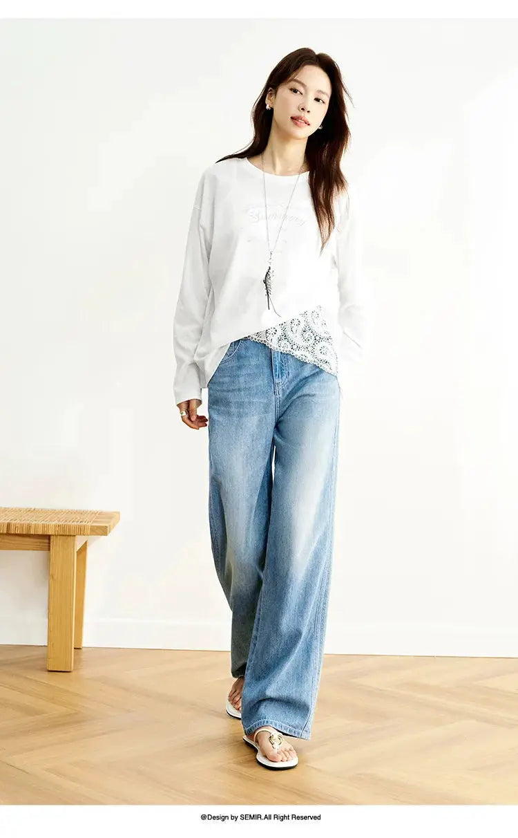 Semir Jeans Women Cool Feeling Wide Leg Floor Length Pants Summer 2025