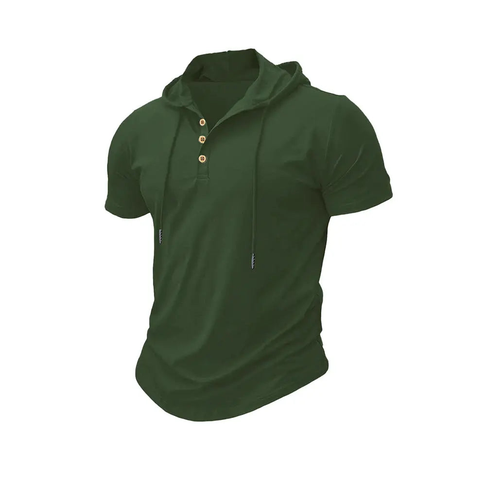 Men's Slim Fit Hooded Short Sleeve Tee Breathable Lightweight Sports Top For Fitness And Summer Wear