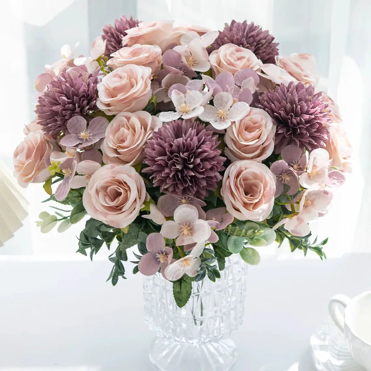 One Piece Silk Flower Bouquet Roses Peonies Hydrangeas Carnations For Home Decor Wedding Party