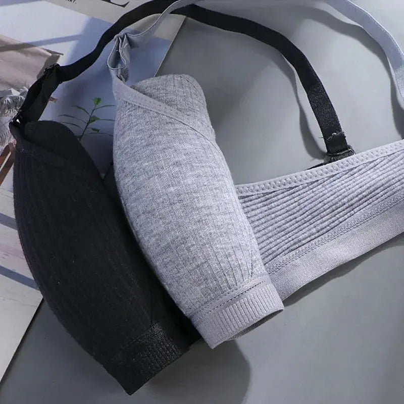 Cotton wireless AB cup V-Bra set of two in gray and black, Simples Market upward-push bras