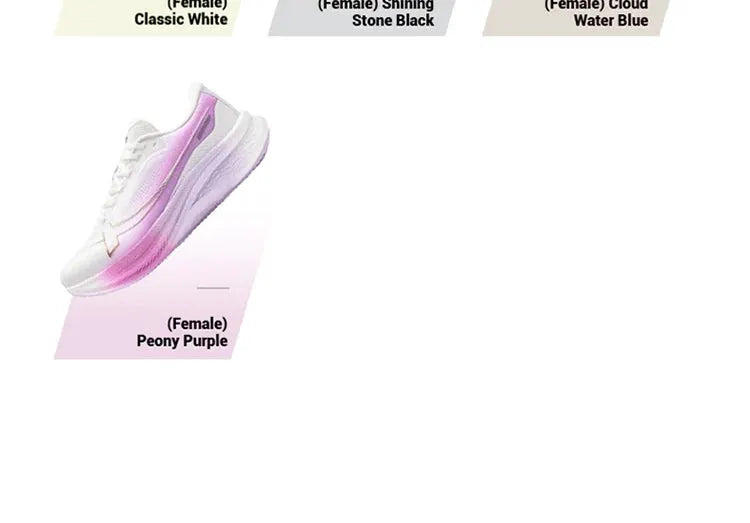 Xtep 2000km Plus men's running shoes, white with peony purple gradient accents, lightweight training sneaker