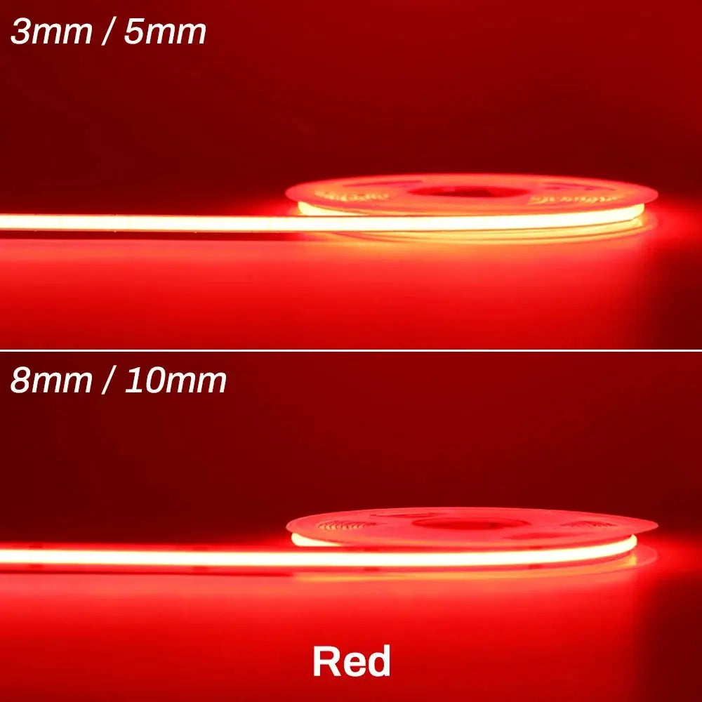 Cob Led Strip Lights 12V 24V Dimmable Tape 3mm 5mm 8mm Ice Blue Yellow Red Green Pink White For Home Decor RA90
