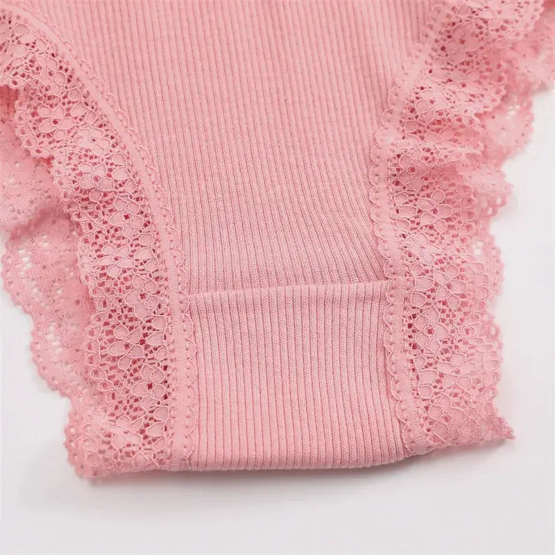 5pcs women's cotton briefs with pink lace trim by Simples Market