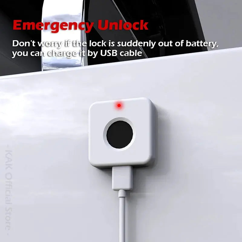 KAK biometric fingerprint lock, white USB-chargeable drawer lock for furniture