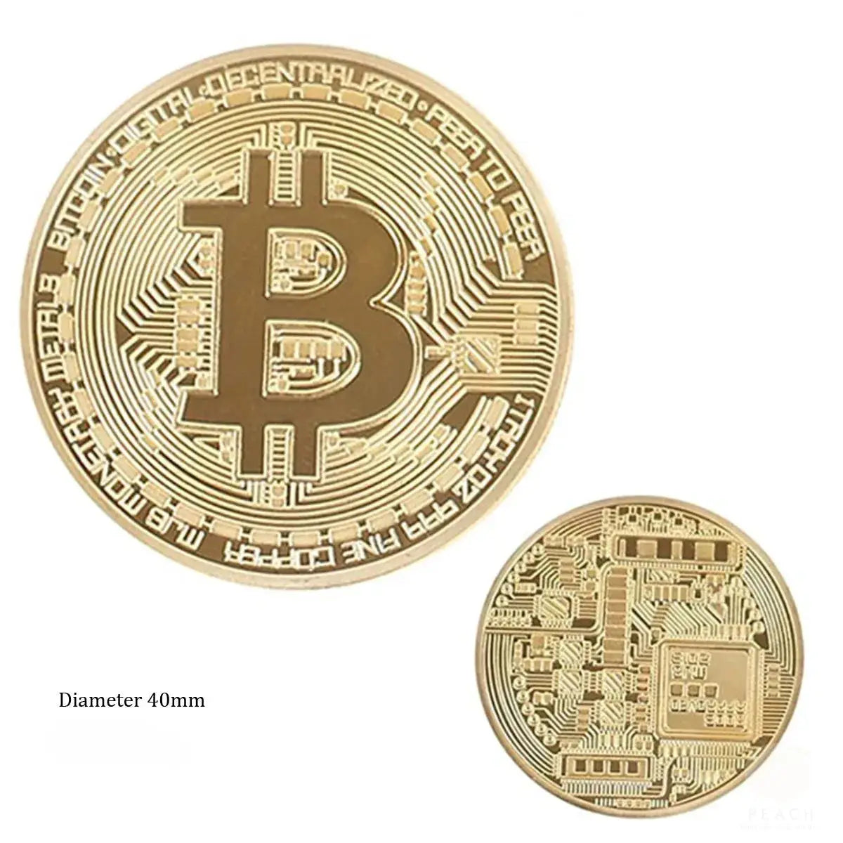 Gold Plated Bitcoin Coin Collectible And Commemorative Physical Art Piece Gift For Birthday