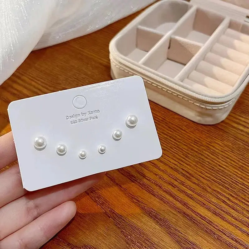 New S925 Silver Needle Stud Earrings Set For Women Girls Simple Cute Exquisite Mini Jewelry Gift Wholesale Direct Sales