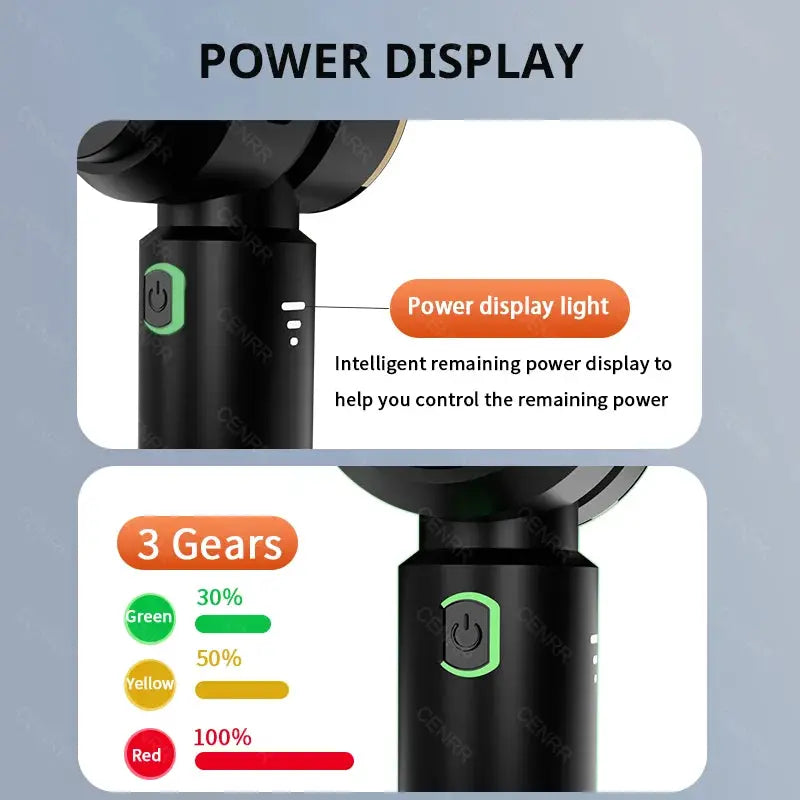 Car vacuum cleaner Simples Market handheld wireless, black with green power button and 3-gear power display indicators