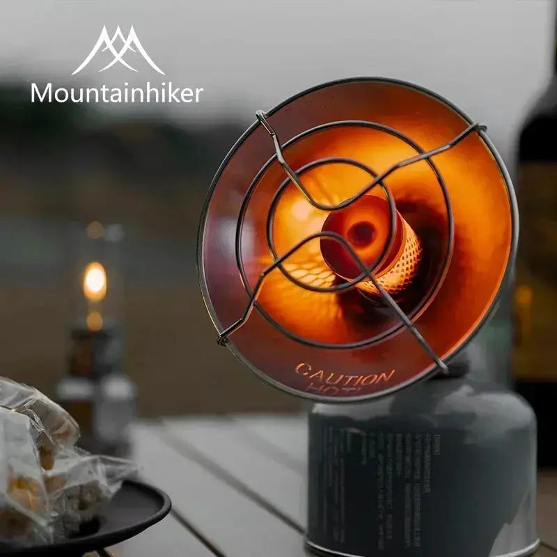 Mountainhiker portable mini sun gas heater for outdoor camping with orange glow and metal wire guard