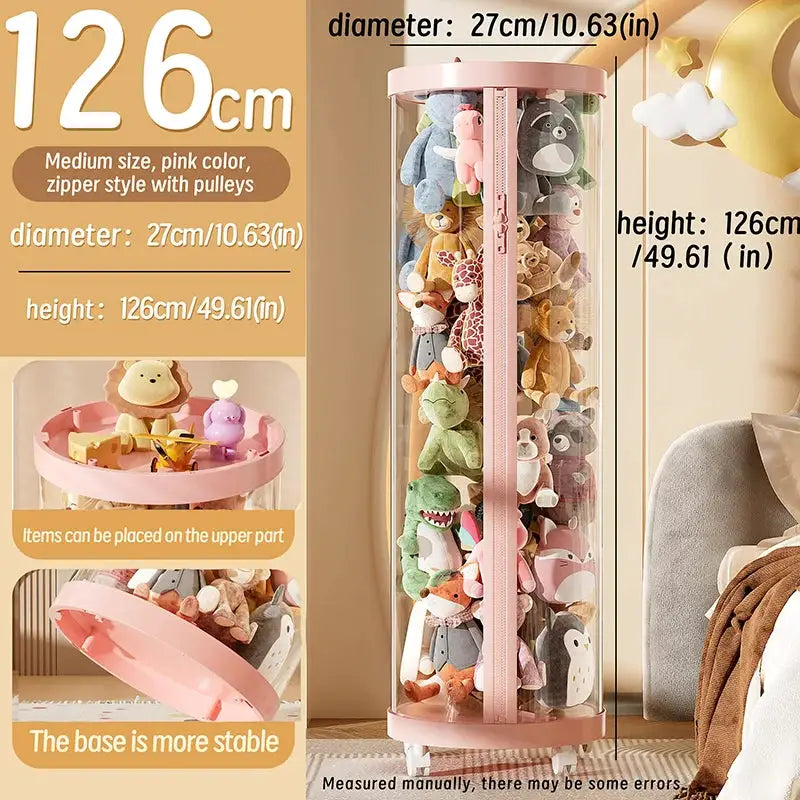 Transparent Doll Storage Box For Plush Toys And Dolls DIY Zipper Tube Organizer Christmas Gift For Kids