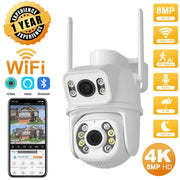 4K 8MP HD dual-lens outdoor wireless security IP camera white by Simples Market with PTZ and iCsee