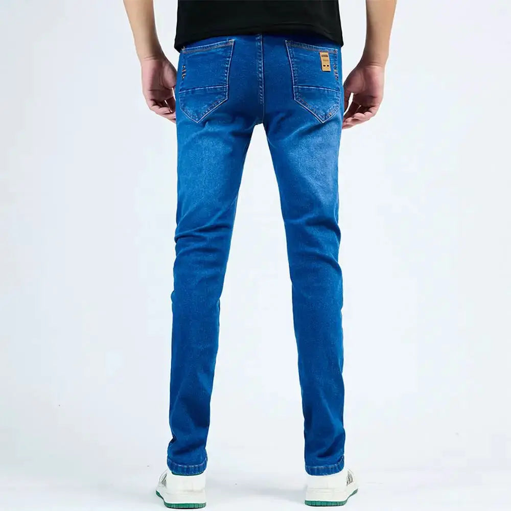 White Slim Fit Straight Jeans For Men 2025 Casual Stretch Denim Pants