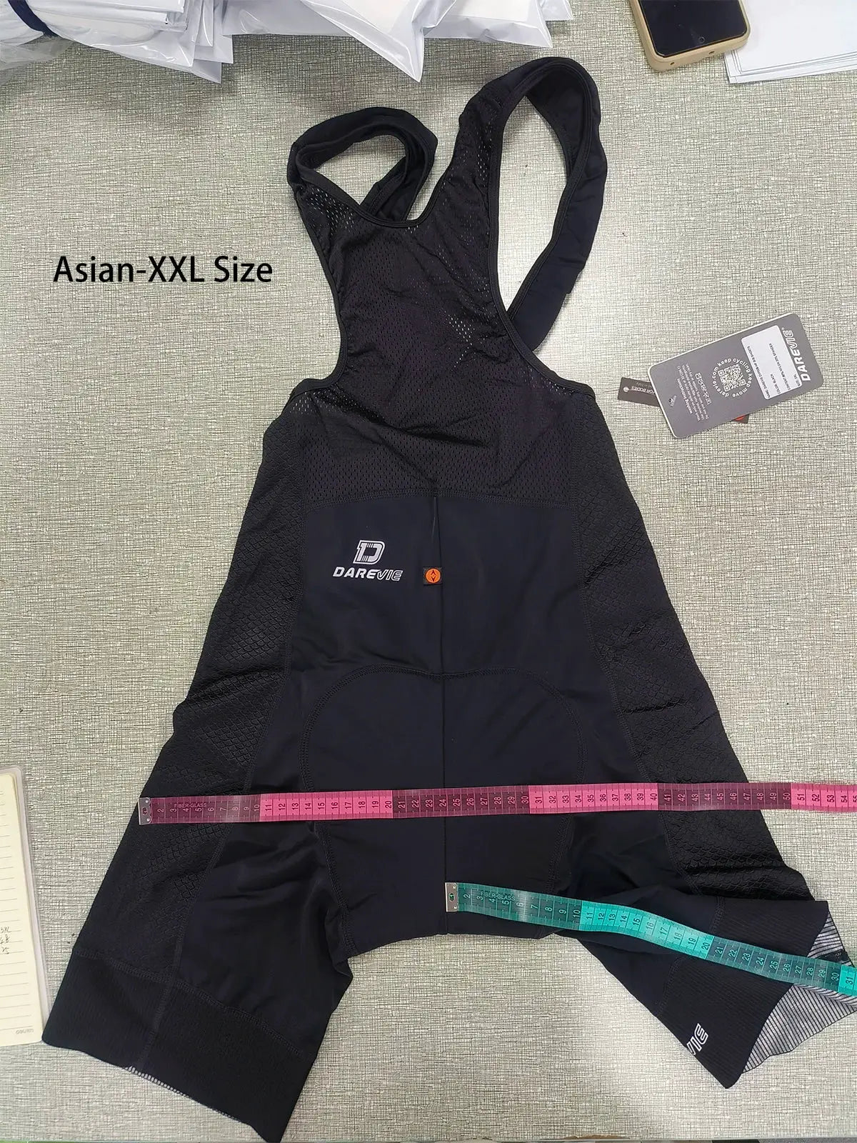 DAREVIE cycling bib shorts for men with mesh panels and DAREVIE logo, Asian-XXL size, black