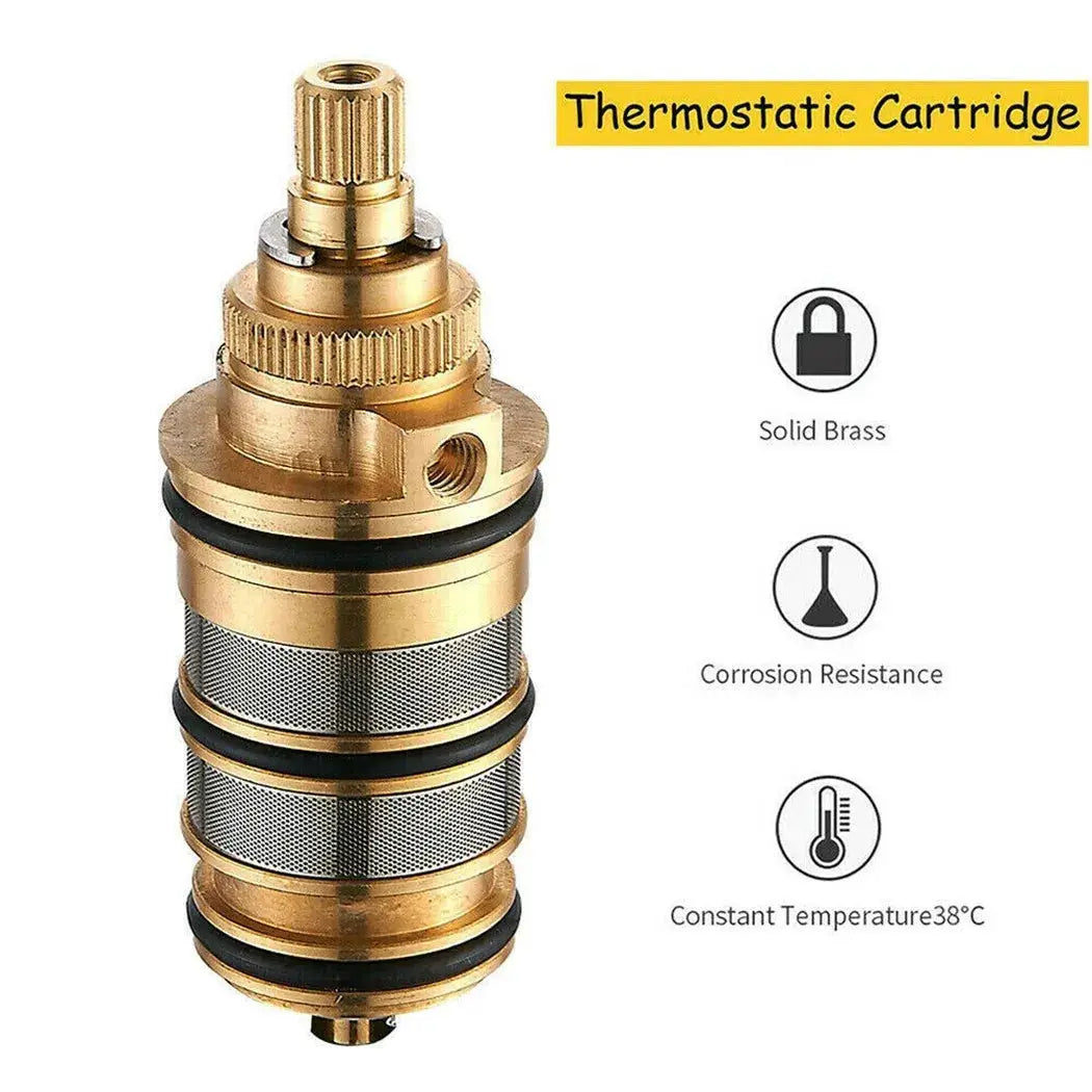 Brass thermostatic cartridge for shower mixer valve; solid brass body and corrosion resistant