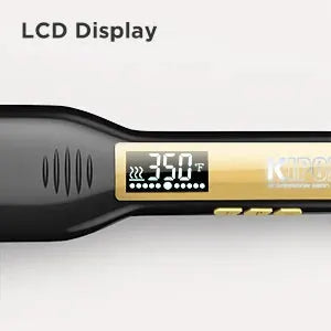 KIPOZI titanium flat iron hair straightener with digital LCD display and dual voltage