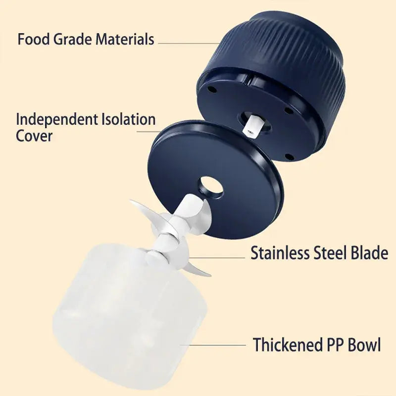 250ml Mini Wireless USB Rechargeable Electric Vegetable Chopper Garlic Crusher for Kitchen Gadgets