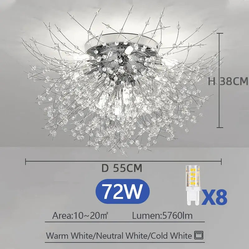 IRALAN crystal LED ceiling chandelier by Simples Market, 72W, 55cm diameter, 38cm height, 3-color light for living room