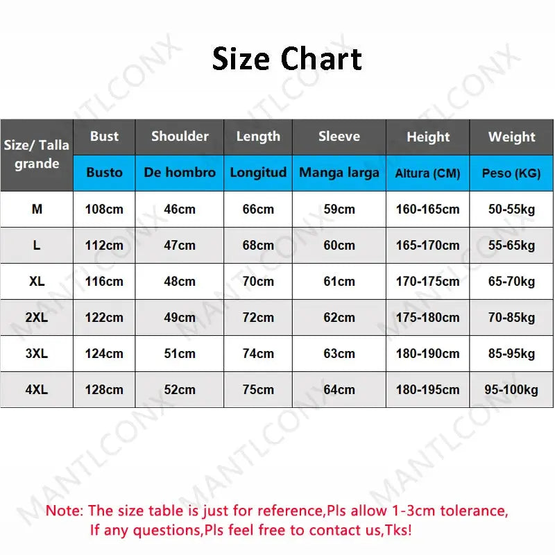 Simples Market men's loose casual blazer size chart with bust, shoulder, length, and sleeve measurements (M–4XL)