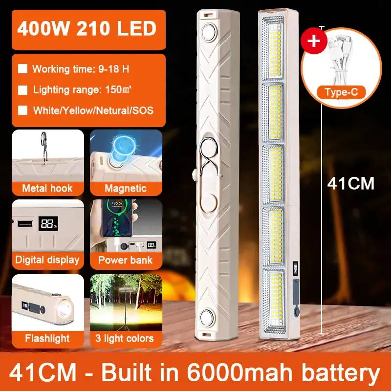 USB Rechargeable Magnetic Work Light With Hook 108 156 210 Underhood Work Lamp For Car Repair And Outdoor Lighting