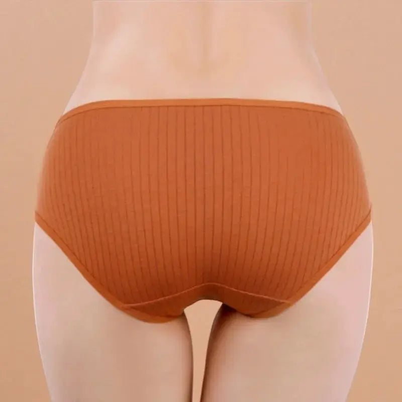 Women’s cotton ribbed mid-rise panties in burnt orange.
