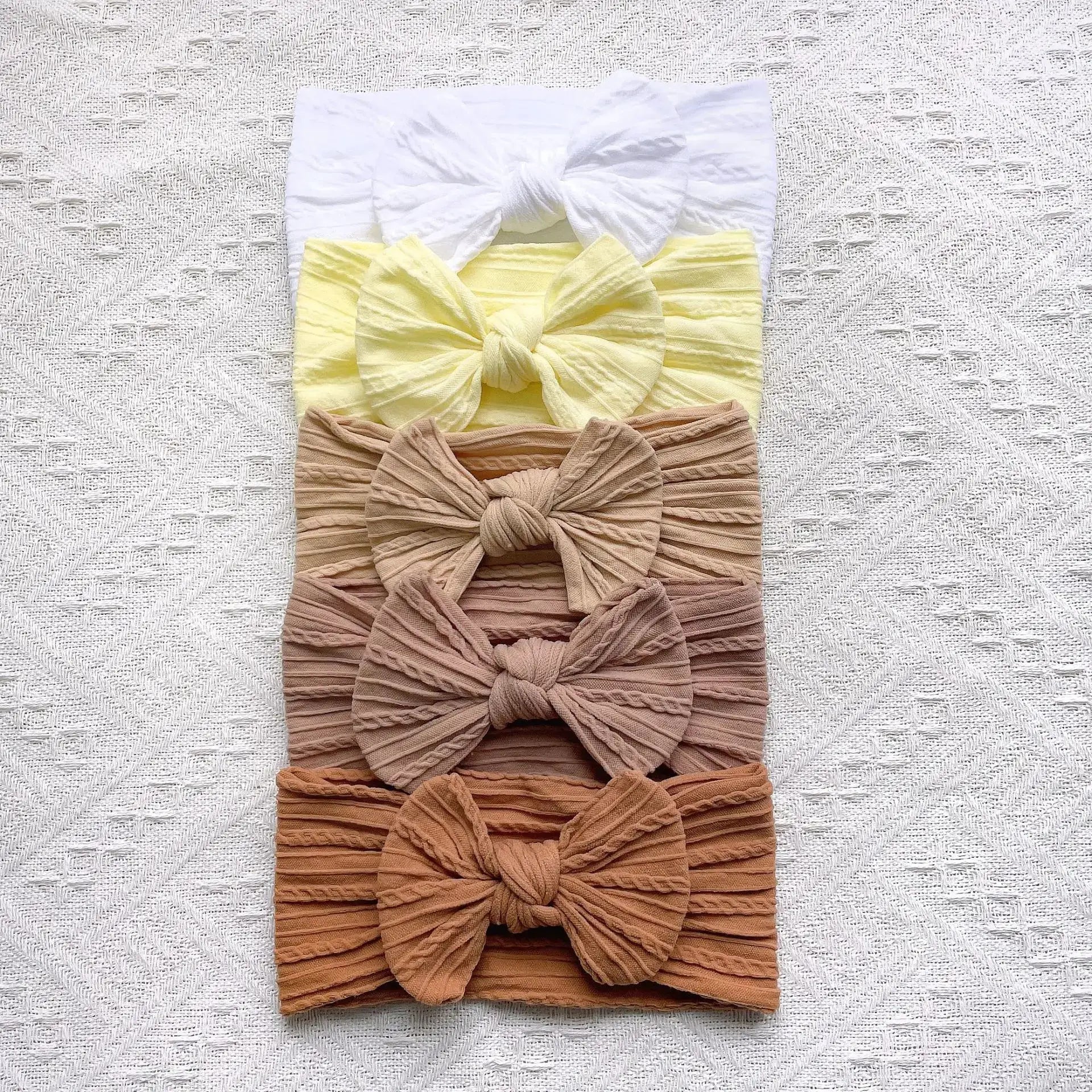 Five Piece Cute Bows Baby Headbands Set Soft Elastic Hair Bands For Newborn Infants And Baby Girls Turban Headwear