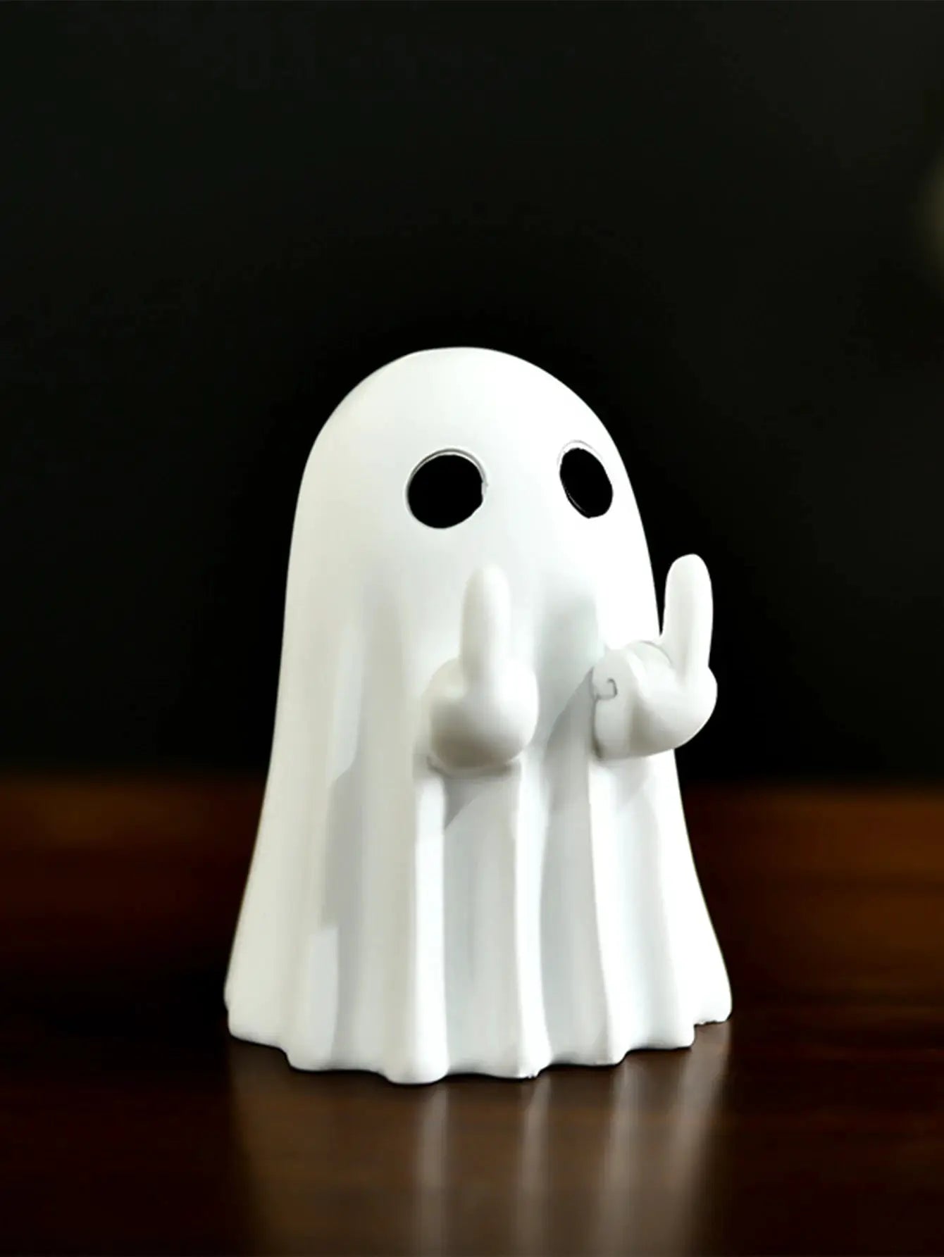 Middle Finger Cute Ghost Statue Halloween Home Decor Small Scary Ghost Figurines Coffee Table Centerpiece Shelf