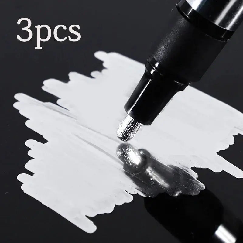 Chrome paint marker set with metallic silver ink, 2mm tip, 3pcs