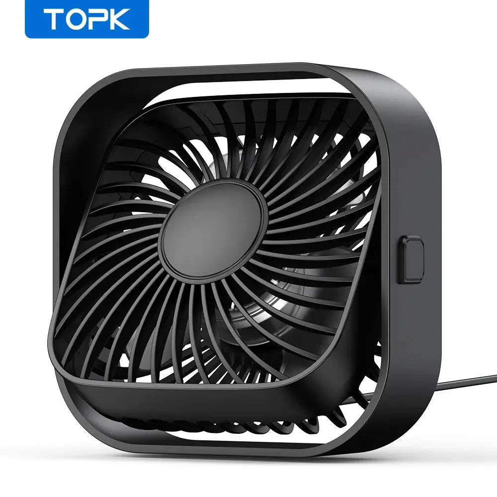 TOPK Mini Portable USB Desk Fan With Strong Airflow And Quiet Operation 3 Speed 360 Degree Rotatable Standing Fan