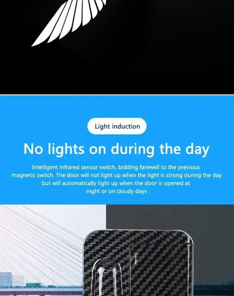 Simples Market Wireless HD Laser Car Door Projector; carbon-fiber housing, battery-powered LED welcome lights
