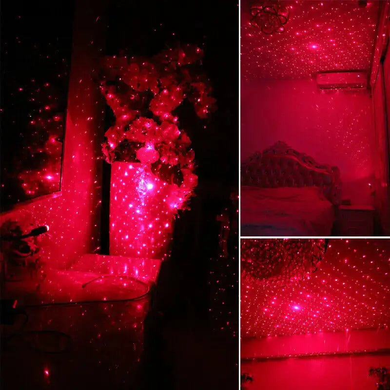 Mini LED Car Roof Star Night Light Projector by Simples Market; red galaxy projector, USB powered for roof decor.