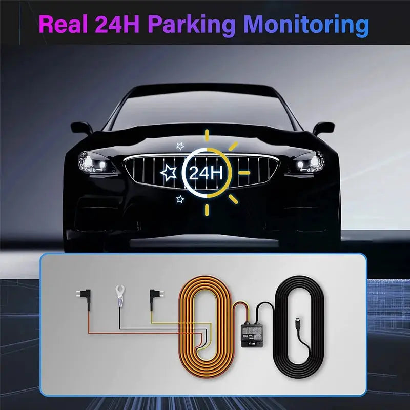 Simples Market 3-Channel Car Dash Cam, 1080P video recorder with rear-view camera and wiring harness