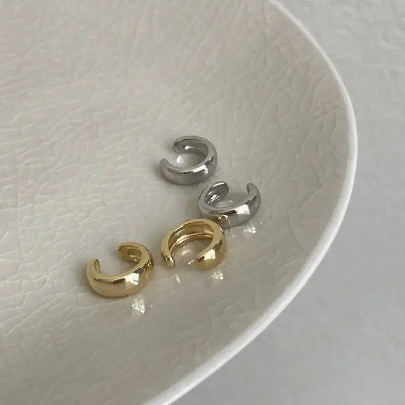 Ear cuffs 4-piece gold and silver C-shaped, no-piercing, Simples Market