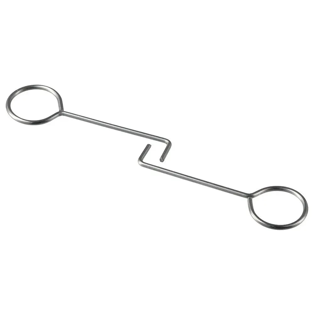 Stainless steel drain key with dual ring handles and center lifting hook