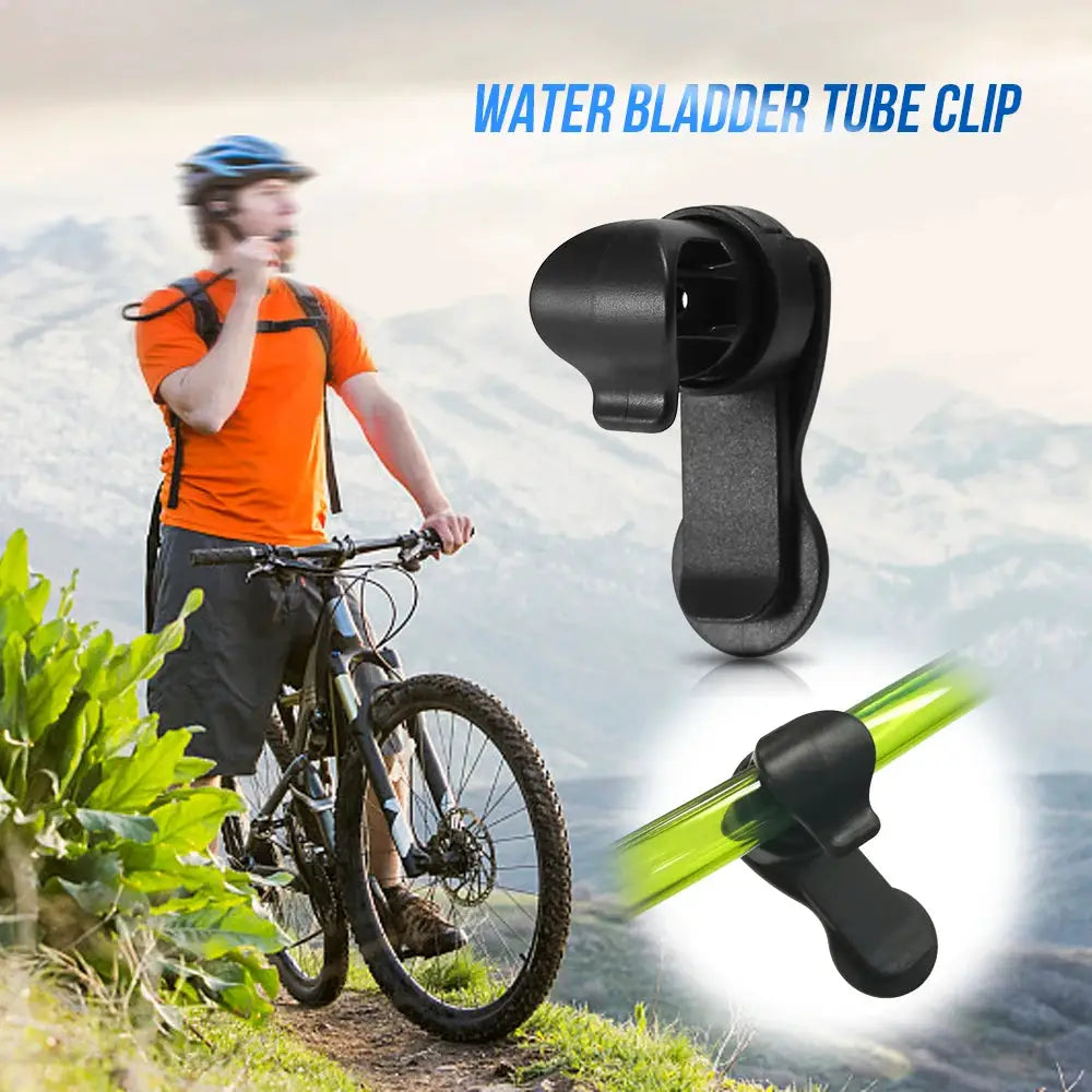 Water bladder tube clip by Simples Market; magnetic, removable hose clip in black.