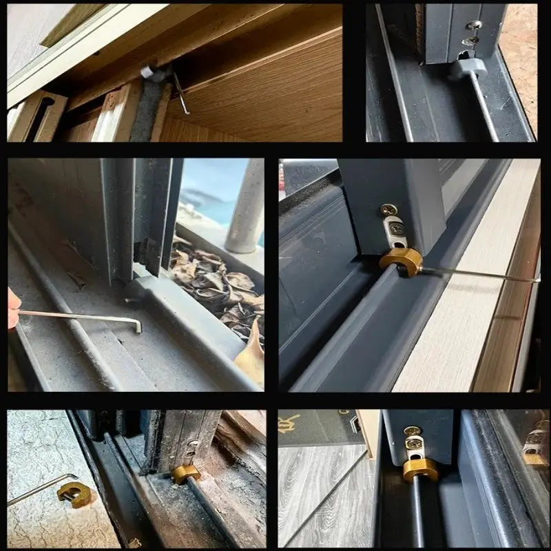 Simples Market aluminum alloy window lock stopper set with brass-tone lock for sliding sash; 3/5/10 pcs, anti-theft child safety.