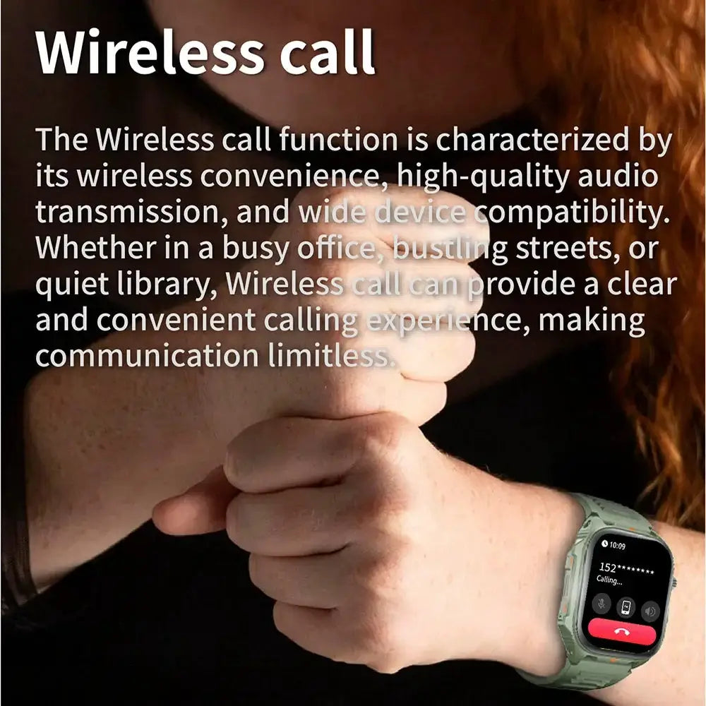 Bluetooth Smart Watch With Call And Heart Rate Monitor Fitness Tracker 2.01 Inch HD Touch Screen IP68 Android