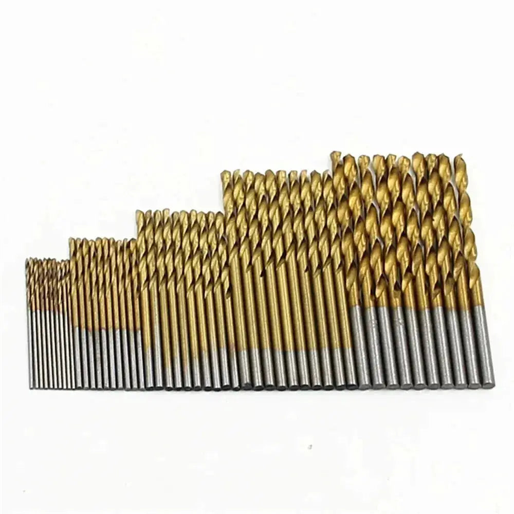 100 Piece Titanium Plated Twist Drill Bit Set 1 To 3mm For Wood And Metal Hand And Electric Drills