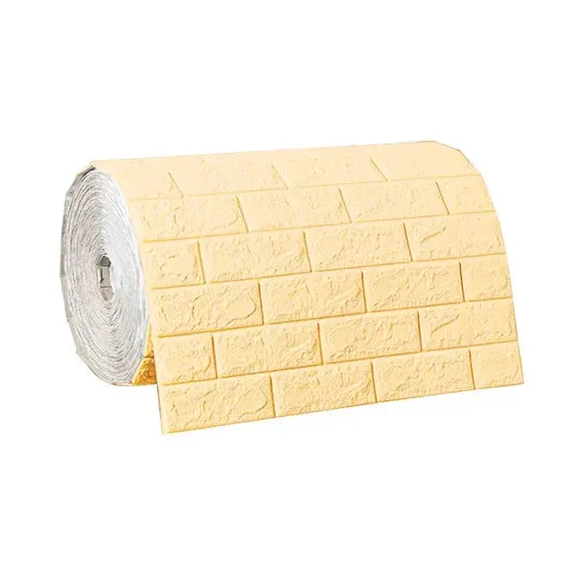 Simples Market 3D foam brick wall panels roll, beige, self-adhesive waterproof wallcovering