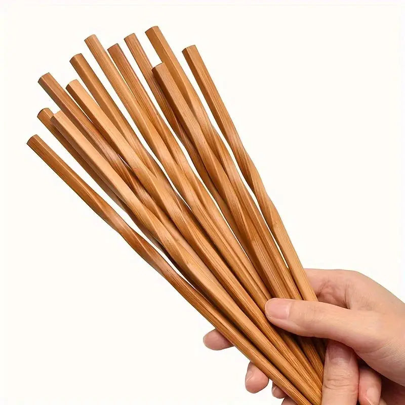 Five Pairs Natural Bamboo Chopsticks Set Chinese Style Pointed Household Tableware Kitchen Supplies