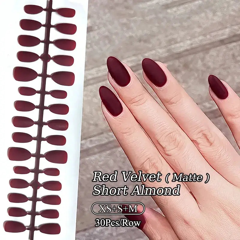 GlamNail Matte Nude Press On Nails Full Cover Easy Quick Extension 30 Piece Set For At Home Manicure