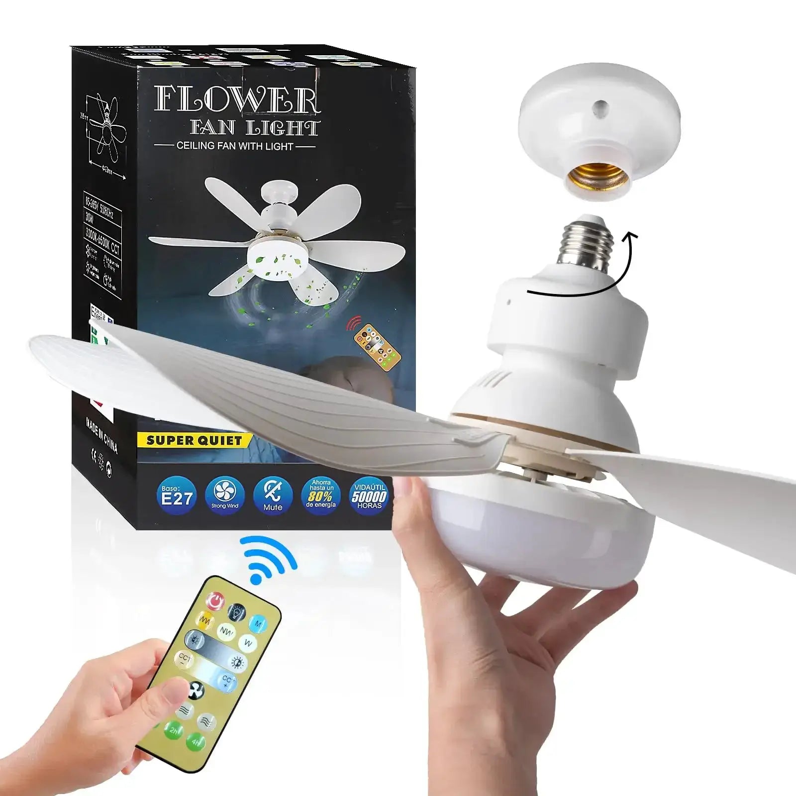 LED 40W Ceiling Fan Light With Remote Dimming E27 85 To 265V Ideal For Living Room Study Home