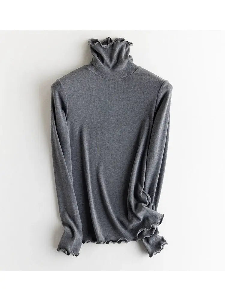 SuyaDream Women Silk Viscose Thermal Base Layer Top With Turtleneck For Warmth And Style